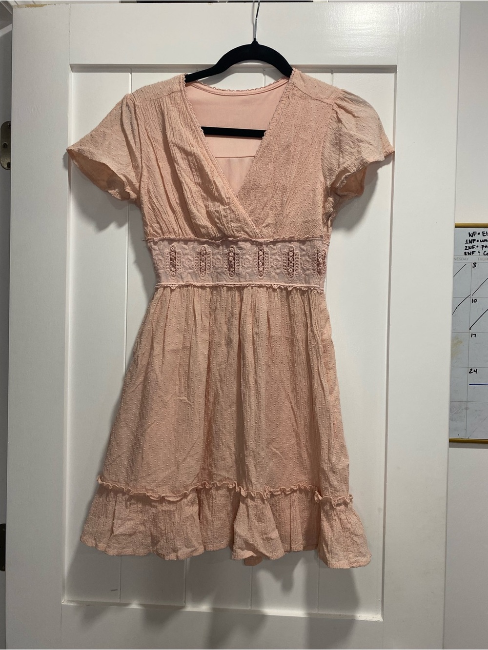 Source Unknown Blush Pink Lace-Trim Mini Dress